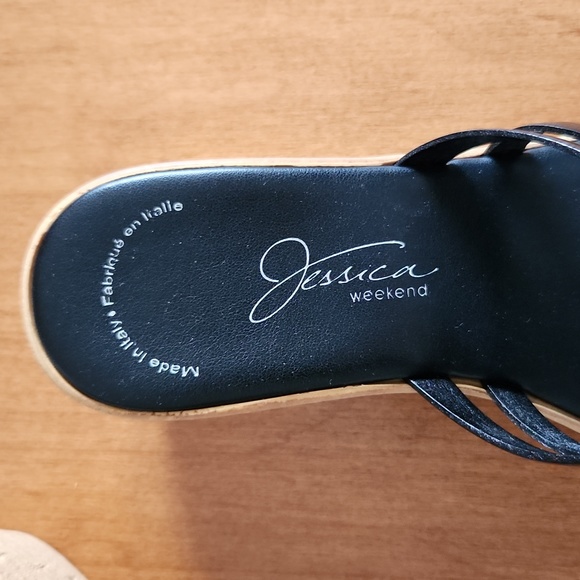 NWT, Jessica, ladies black wedge heel sandles size 5B - Picture 3 of 12